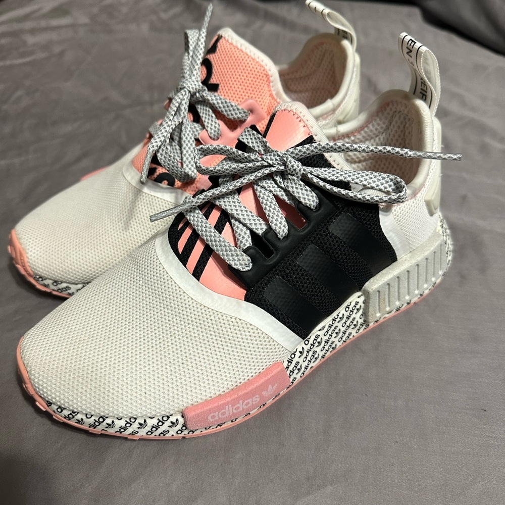 Adidas size 7 women’s or 5.5 kids Pink and Black Sneakers